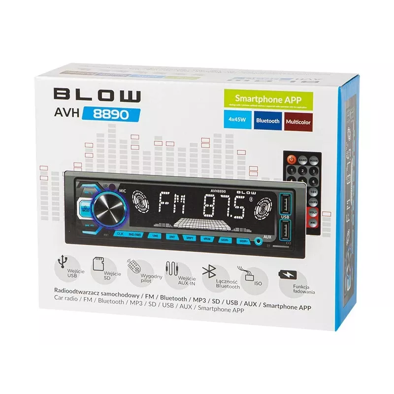 Car radio BLOW AVH-8890 FM 45W with Bluetooth, USB, AUX and LCD display