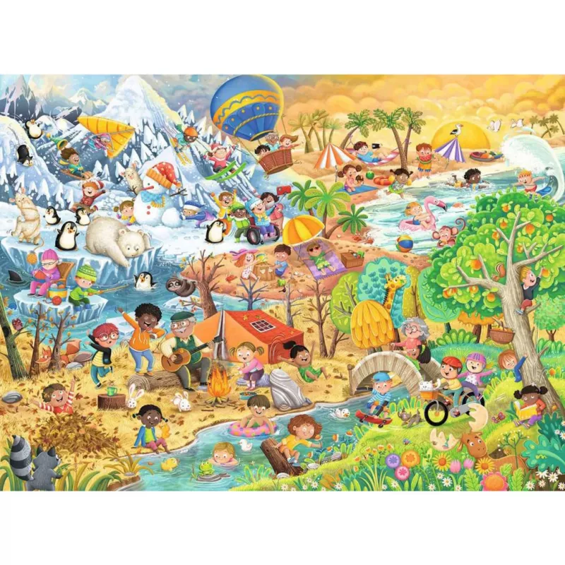 Jigsaw puzzle Ravensburger Four Seasons of Fun — 100 pieces, 2 mm thickness