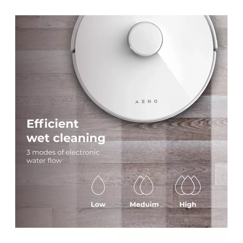 AENO Robot Vacuum Cleaner RC2S: wet & dry cleaning, smart control AENO App, powerful Japanese Nidec motor, turbo mode