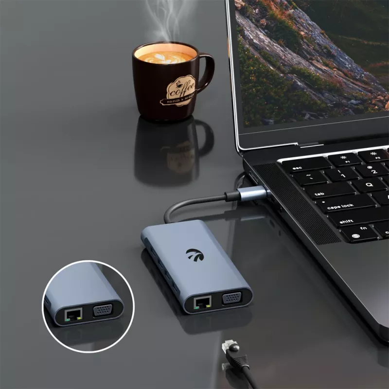 USB-C 11-in-1 adapter Hawk HW-HUB1101 — multiport hub with 11 ports