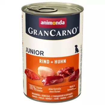 Wet dog food animonda GranCarno Original Junior — Beef & Chicken, 400 g can, for growth period, gluten- and soy-free