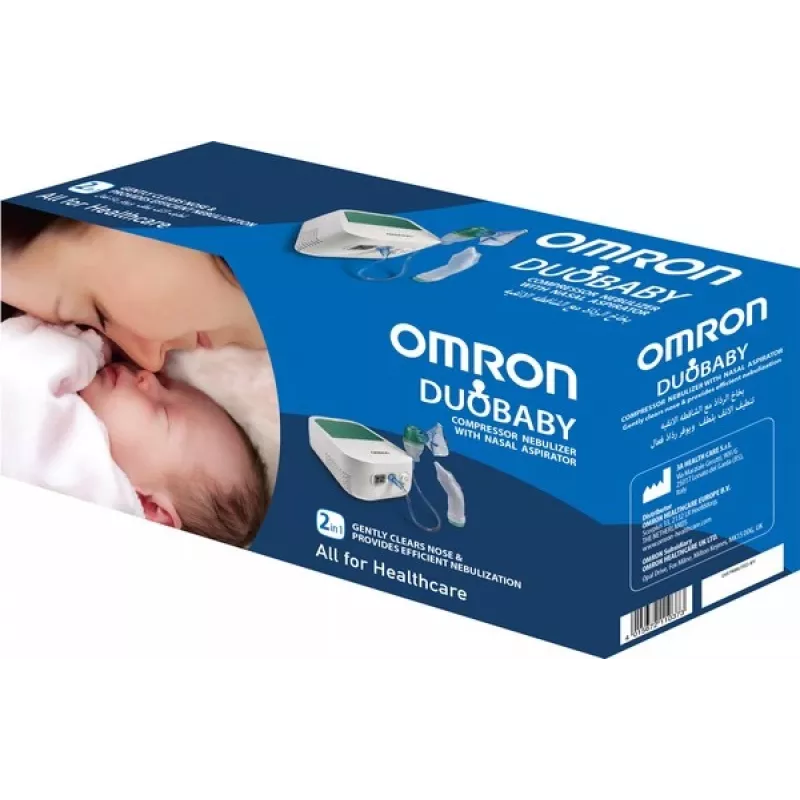 Tabletop nebulizer Omron NE-C301-E — AC-powered, 12 ml capacity, children's mask and mouthpiece, white