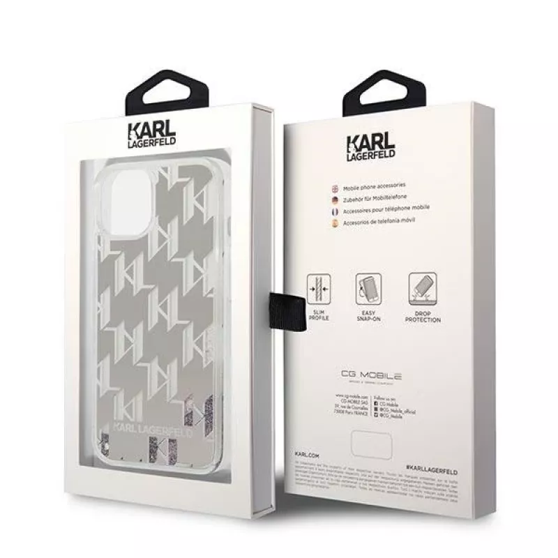 Karl Lagerfeld KLHCP14MLMNMS iPhone 14 Plus 6.7 hardcase silver / silver Liquid Glitter Monogram