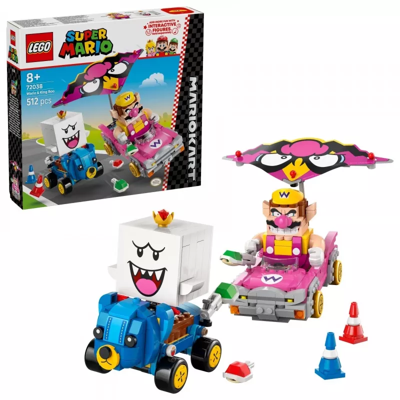 LEGO construction toy set 72038 Super Mario Mario Kart Wario King Buu Huu – character figures and track elements