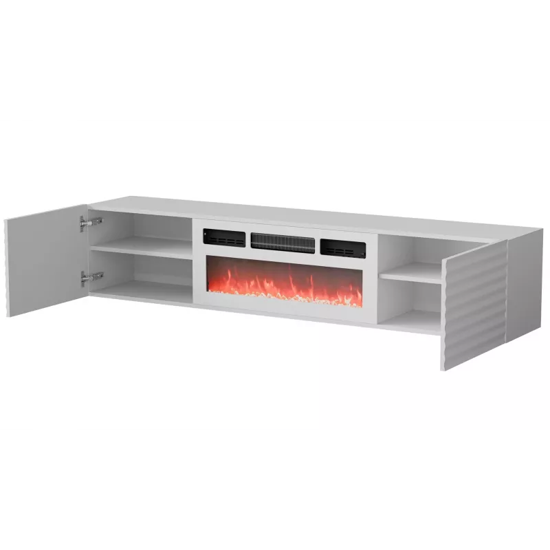 Cama RTV Cabinet TULA 183x35x37 white matt + white mantelpiece