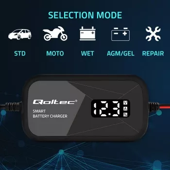 Battery charger QOLTEC 52492 12V 2A with microprocessor control and cell regeneration