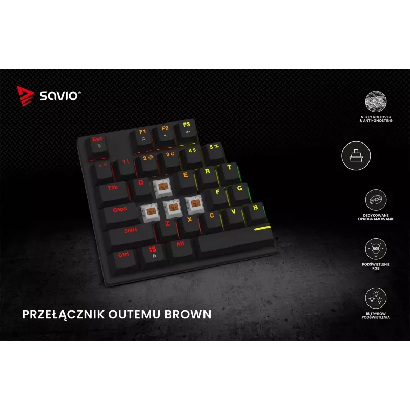 Savio Mechanical Keyboard RGB Tempest X2 Outemu Brown