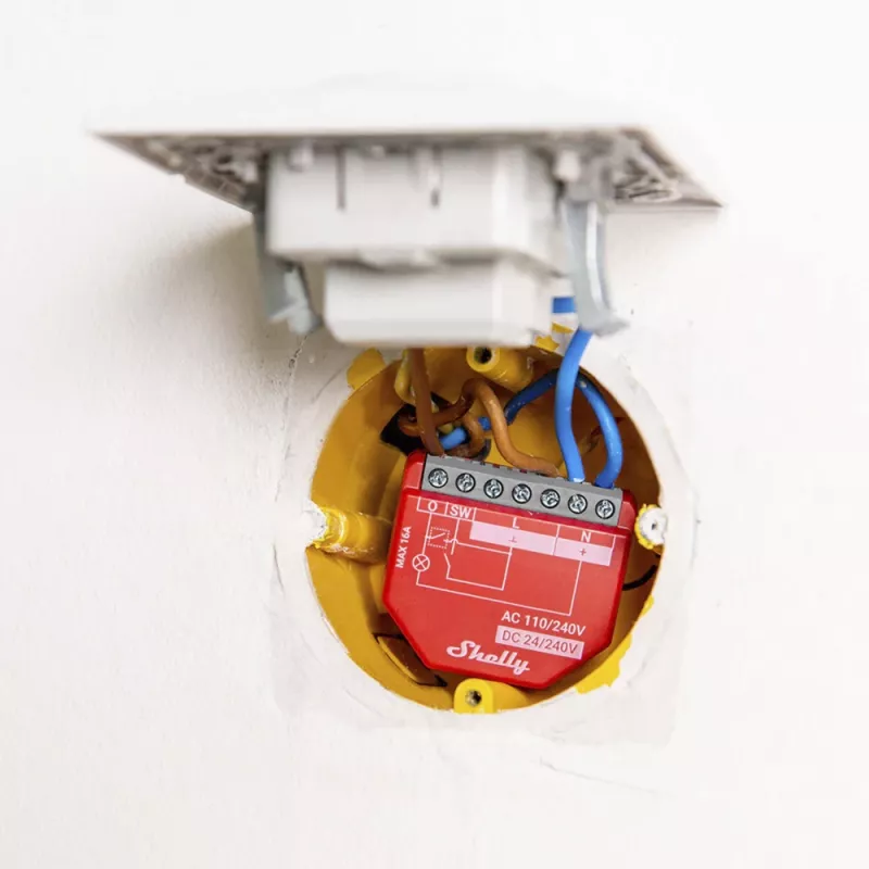 Smart switch Shelly 1PM Gen4 — wireless 110–240V AC, max 240V, power measurement, 16 A, 42×16×37 mm