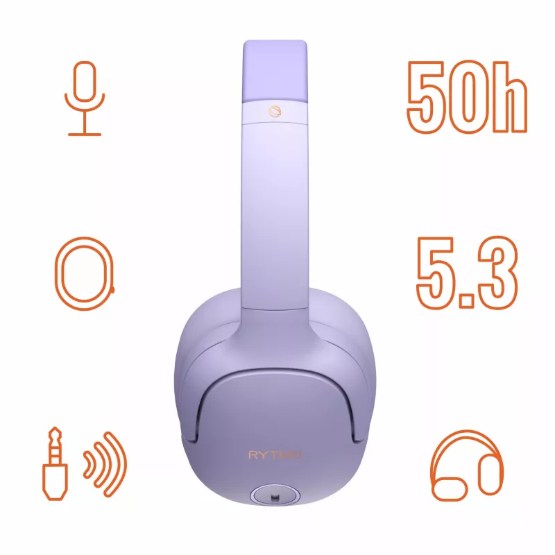 Headphones MANTA HDP1001PU Rytmo Elegance Purple over-ear wired, model HDP1001PU