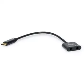 Equip USB-C to Dual 3.5mm Audio DAC Adapter, USB C, Male, 2 x 3.5mm, Female, 0.15 m, Black
