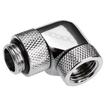 Alphacool Eiszapfen Connector Series - Gewinkelter mounting adapter for Liquid Cooling System - Silver-Nickel