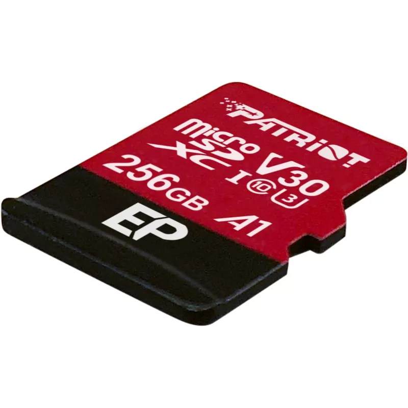 MicroSDXC memory card PATRIOT PEF256GEP31MCX 256GB Class 10 U3 V30 Read 100 MB/s Write 80 MB/s with SD adapter