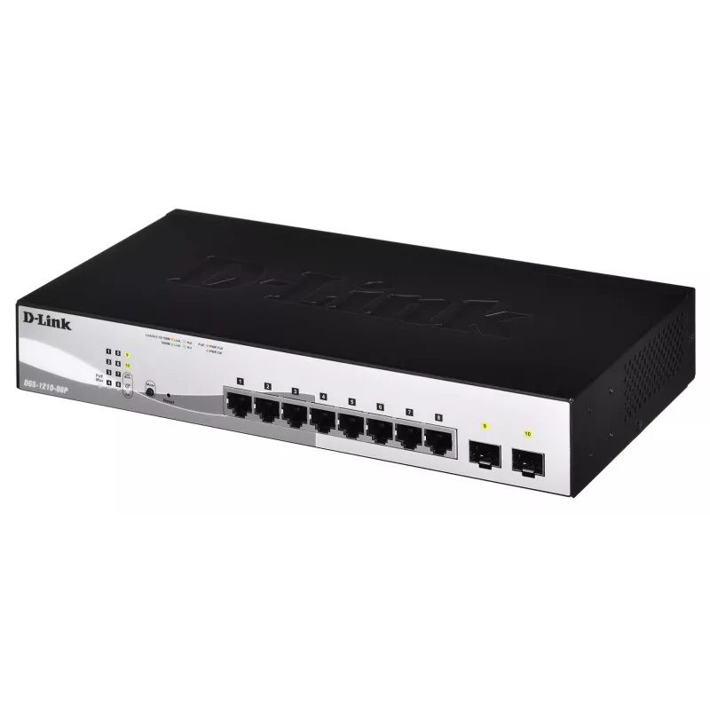 D-Link DGS-1210-08P/E Managed L2 Gigabit Ethernet (10/100/1000) Power over Ethernet (PoE) Black