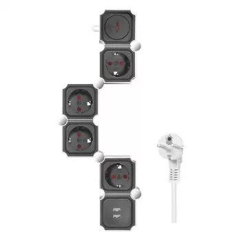 LogiLink 4 sockets 15m black and white