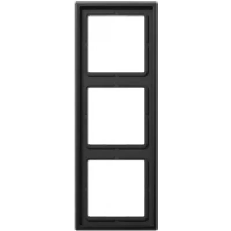 Aluminium flush-mount cover plate JUNG AL 2983 D, black, 81×223 mm