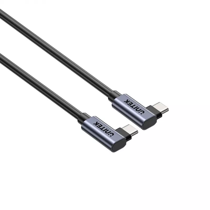 USB-C cable Unitek C14147ABK01-1M, 1 m, 90° angled connectors, USB PD 3.0 100W, data 480 Mbps, black