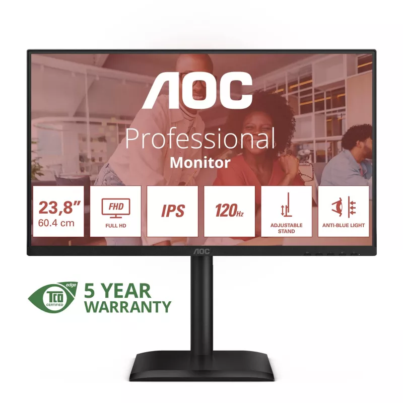 AOC 24E4U computer monitor 60.5 cm (23.8 inch) 1920 x 1080 pixels Full HD LED Black