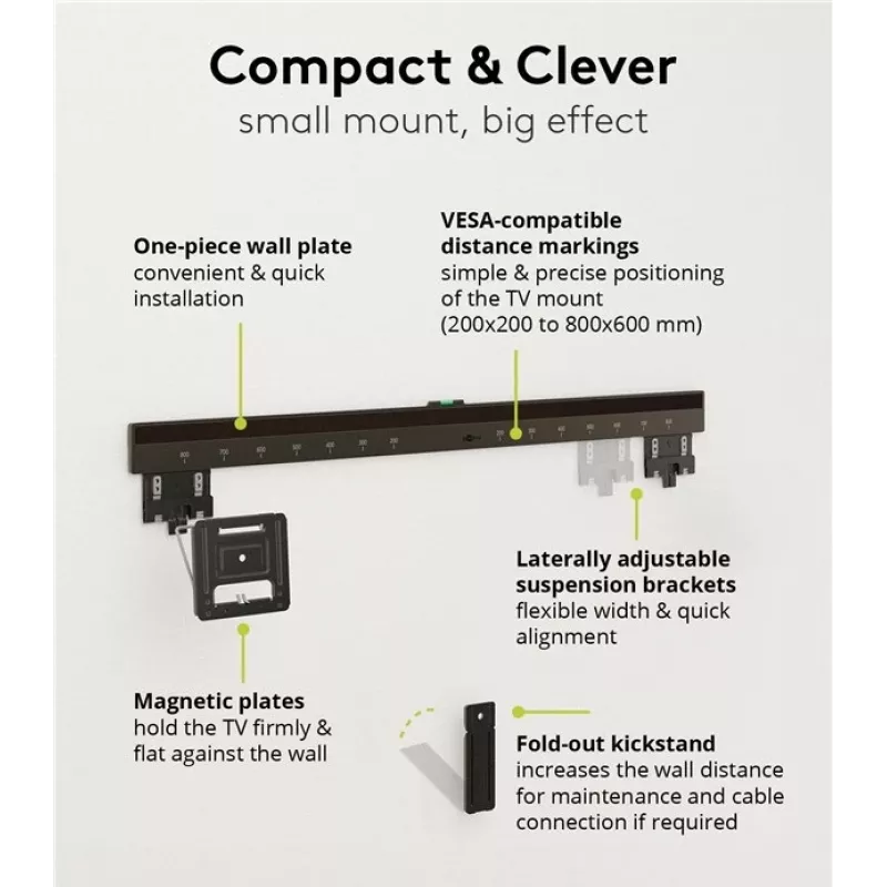 Fixed TV wall mount WENTRONIC Goobay Ultraslim 70822 XL Black for flat screens