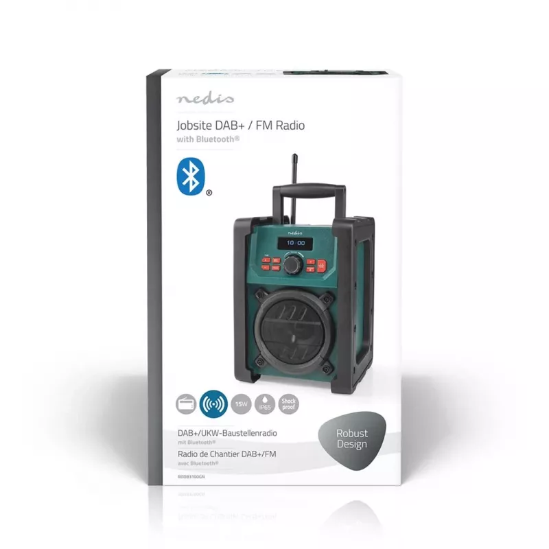 Radio Nedis RDDB3100GN 15W Bluetooth IP65 Black/Green