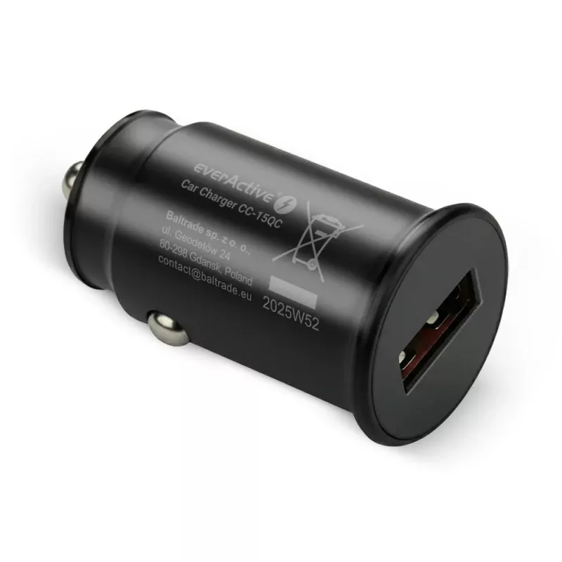Car charger everActive CC-15QC QC3.0 18W 1x USB with cable