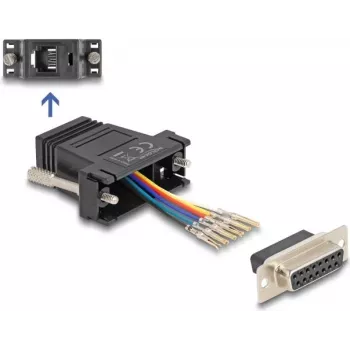 Gender changer adapter DELOCK 67087 — D-Sub 15 (HD) female to RJ12 black