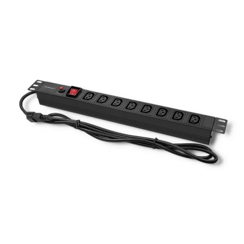 Qoltec 53998 Power strip for RACK 19 | 1U | 10A | PDU | 8xIEC C13 | 2m
