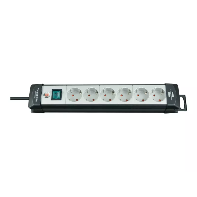 Brennenstuhl Premium-Line - Extension Cord - output connectors: 6 - 5,0m - Germany - Black, Light Grey (1951560101)