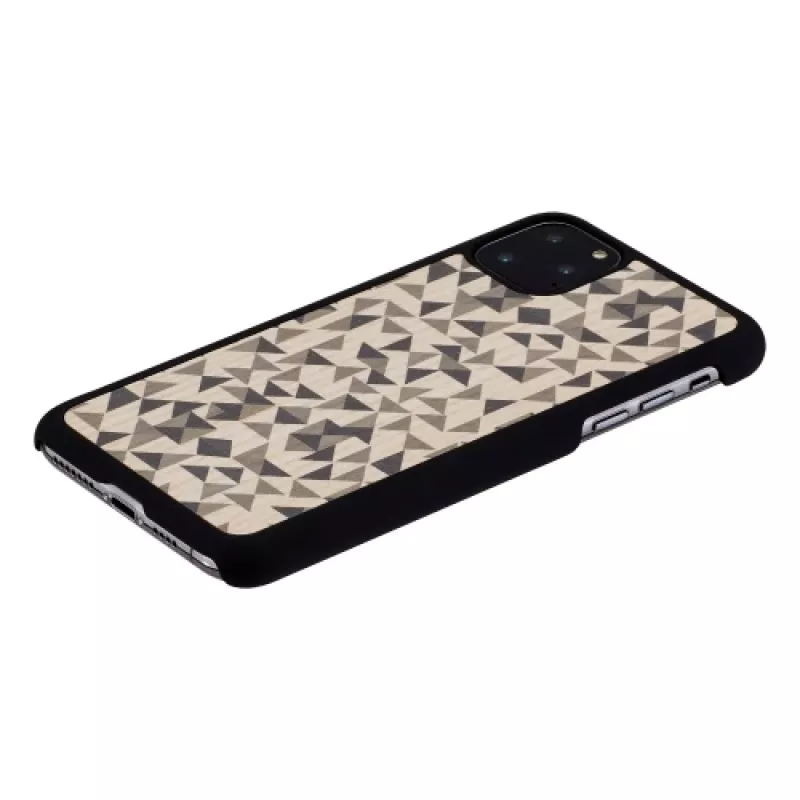 Phone case man and wood for iPhone 11 Pro Max — black mono triangle design