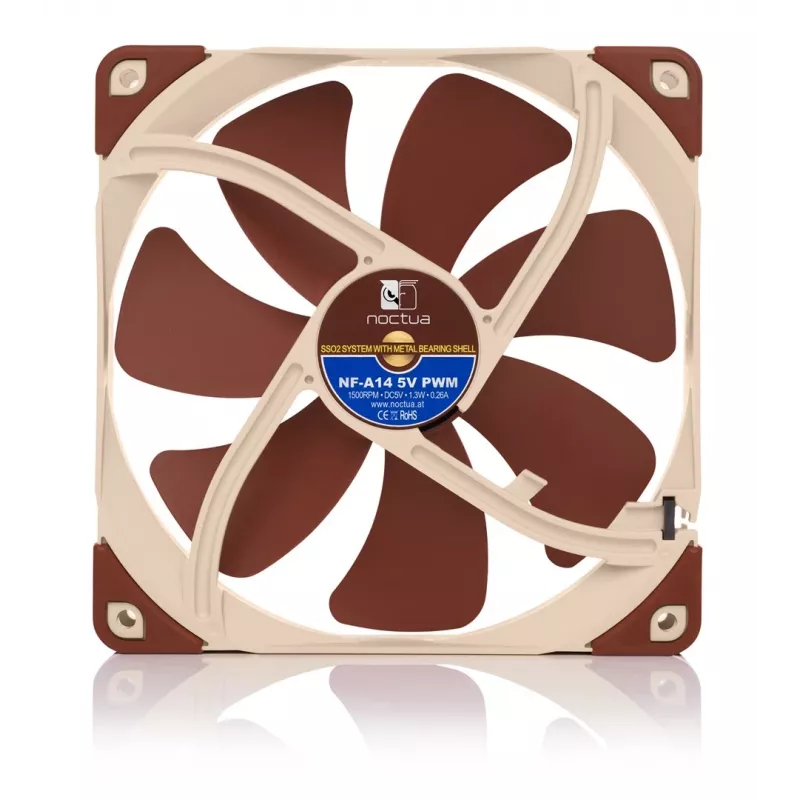 Fan Noctua NF-A14 140 mm PWM 5 V 1.3 W Bronze/Beige, 1500 RPM, 140.2 m³/h, 24.6 dB