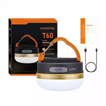 Camping lamp Superfire T60 2.5W with 1000mAh rechargeable battery