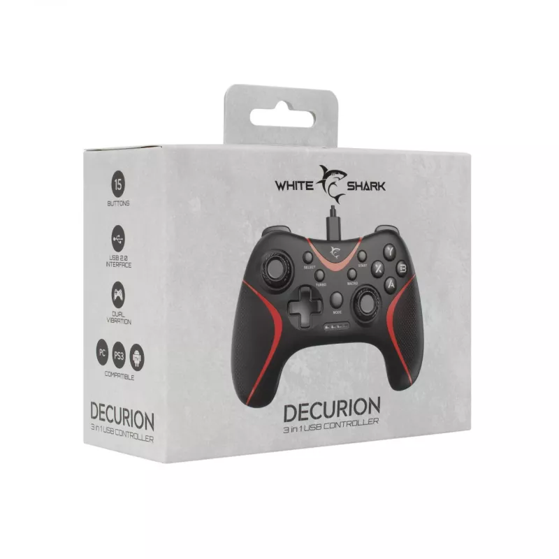 Wired USB Gaming Gamepad White Shark GP-2038 3in1 (DECURION) - White
