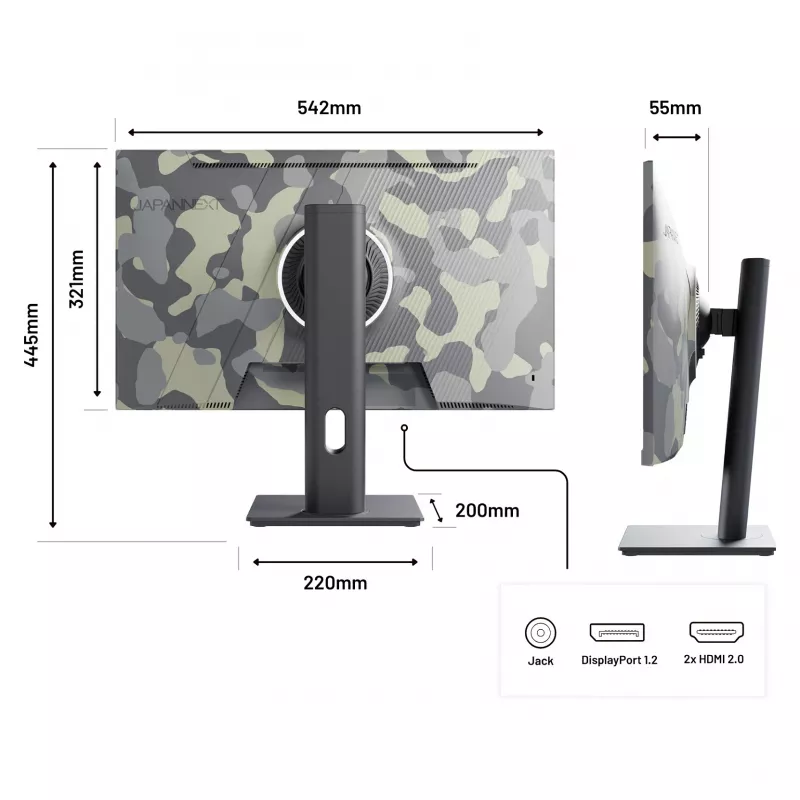 JAPANNEXT JN-IPS238FHD200F-HSP-CAMO computer monitor 61 cm (24 inch) 1920 x 1080 pixels Full HD LCD Black