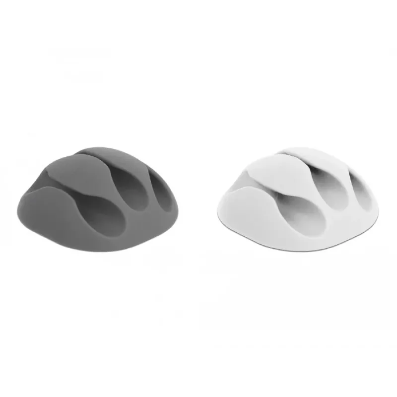 DeLOCK with 3 feed-throughs - Cable Holder Kit - desk-mountable, surface-mountable, suitable for wall mounting - Grey, White (18297)