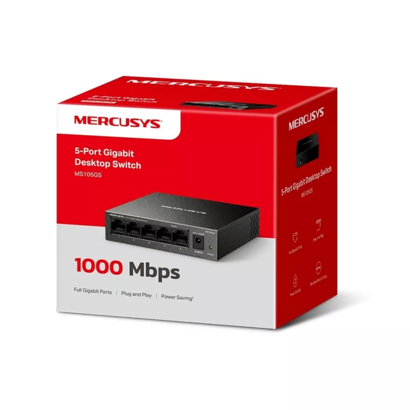 Mercusys MS105GS - Desktop switch, 5 Gigabit ports, black