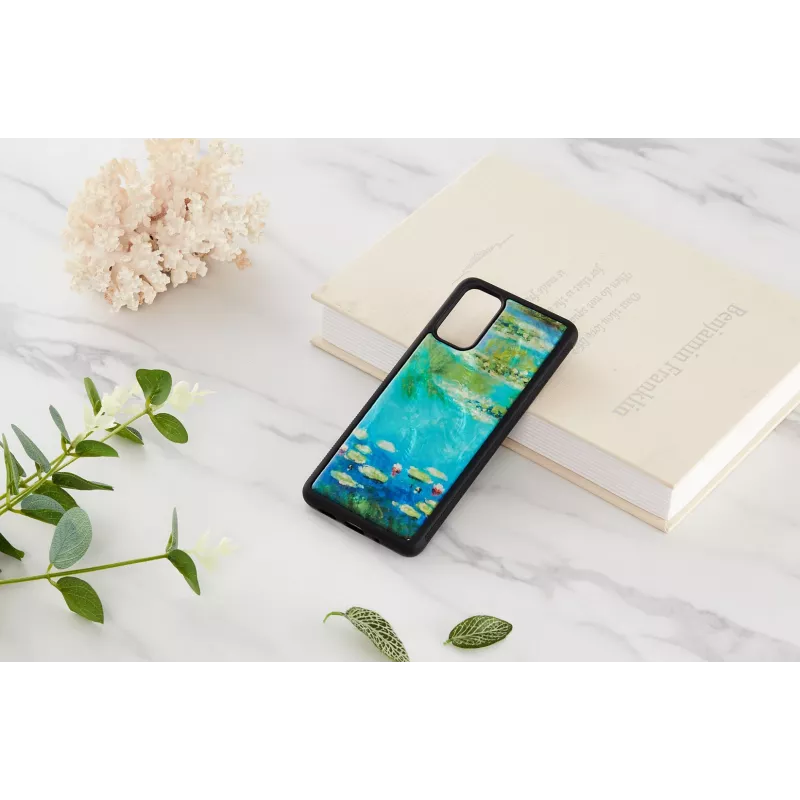 Phone case iKins for Samsung Galaxy S20+ — black water lilies design