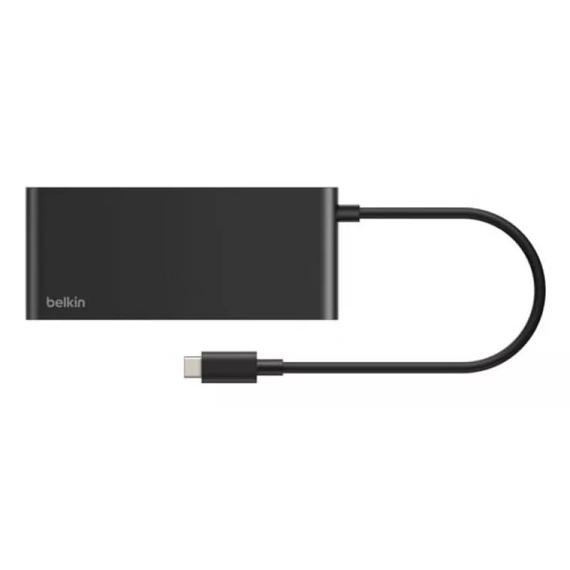 Belkin Connect, USB Type-C, HDMI, USB 2.0 Type-A, USB 3.2 Gen 1 (3.1 Gen 1) Type-C, MicroSD (TransFlash), SD, Black, Round Cable, 0,2 m