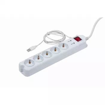 Surge Protector Gembird PCW-MS-2G White 5 AC Outlets 250V 1.8m