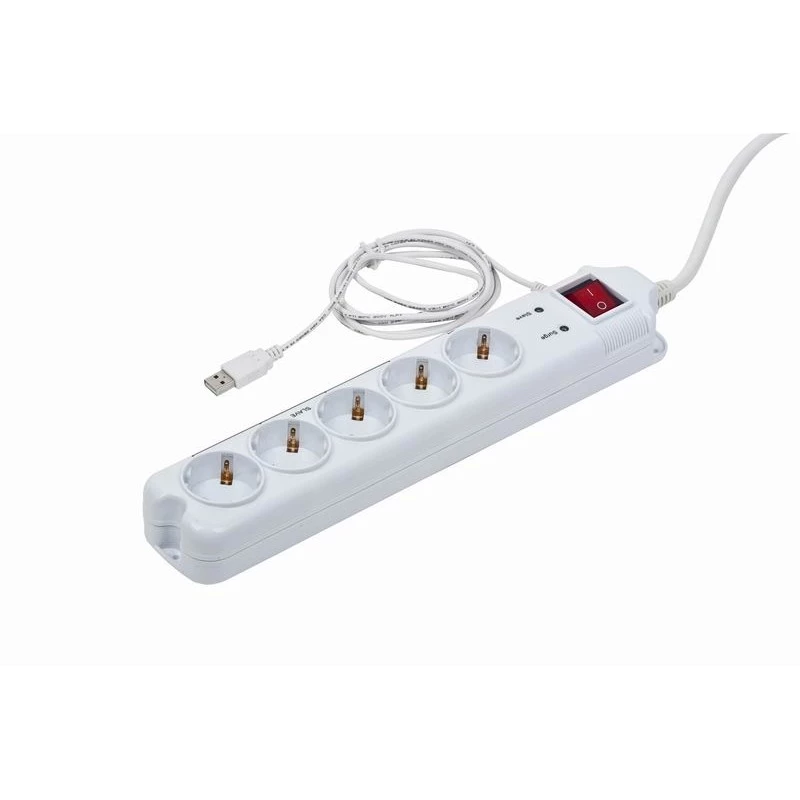 Surge Protector Gembird PCW-MS-2G White 5 AC Outlets 250V 1.8m