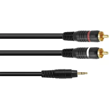 Adapter cable Omnitronic 3.5mm jack to 2×RCA, 1.5 m, model 30225151