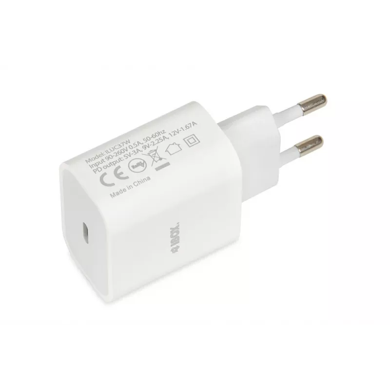 Indoor USB Type-C Fast Charger IBOX C-37, 20W, USB‑C PD 3.0, 3 A output, White