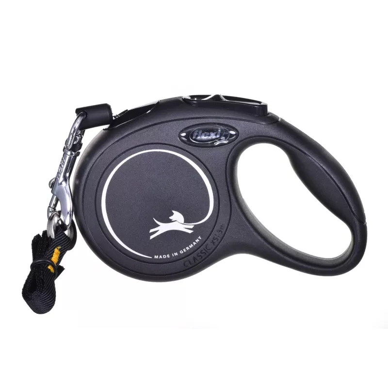 Retractable leash Flexi New Classic Cat XS 3 m — cord lead for small pets, black, max load 8 kg