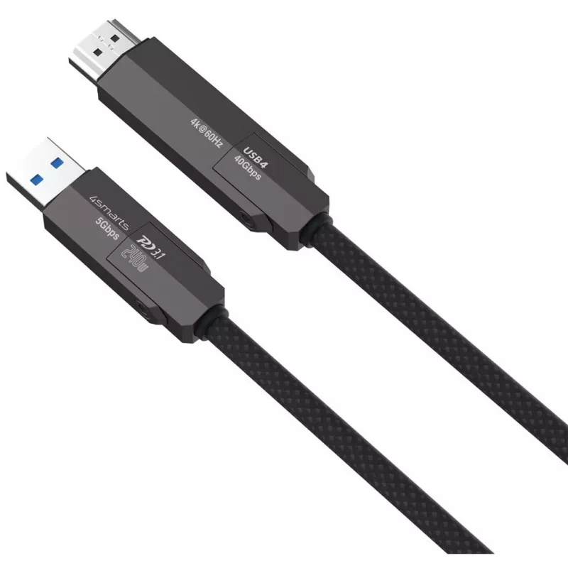 USB4 HDMI cable 4smarts ComboCord 240W 1.5 m – USB4 to HDMI, 240W power delivery, 1.5m length