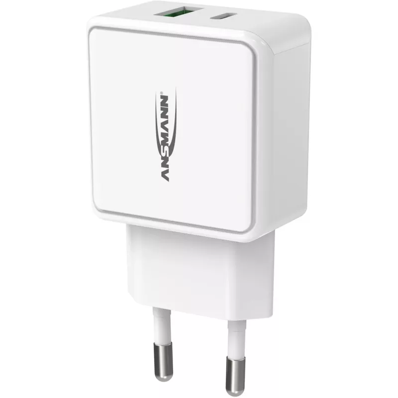 ANSMANN HC218PD - Power Supply - 18 Watt - 3000 mA - PD, QC 3.0 - 2 Output Ports (USB, USB-C) - White (1001-0111)