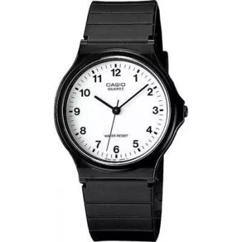 Analog watch CASIO MQ-24-7BLLGF — quartz movement, black resin case and strap, water resistant