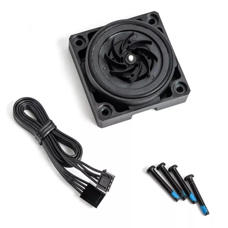 Pump BitsPower K1M — compact black water-cooling pump, 8–16V, 0.7A, 8.4W, 62×62×28.1 mm