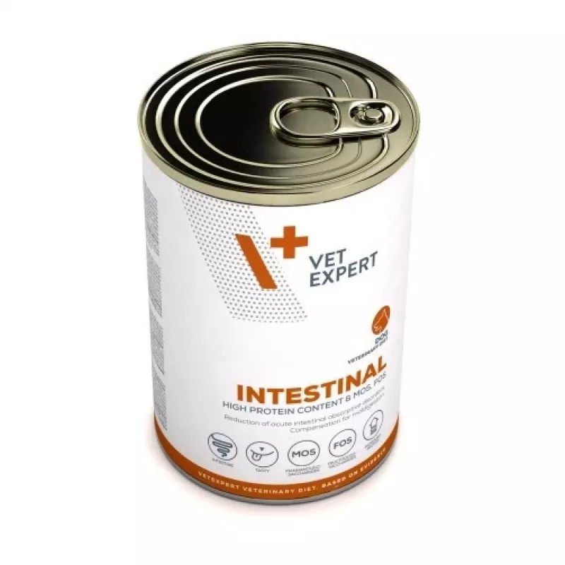Wet dog food VETEXPERT Veterinary Diet Intestinal 400 g, poultry, grain‑free, for recovery after digestive surgery