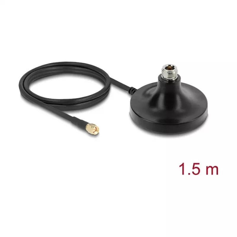 Antenna magnetic base DELOCK ULA100 — 1 x N jack to 1 x SMA plug, 1.5 m cable, outdoor, black