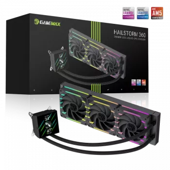 Gamemax | CPU Liquid cooler | HAILSTORM 360 LCD | Black