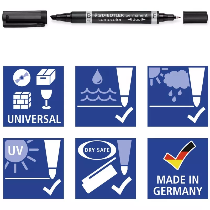 Permanent marker Staedtler Lumocolor permanent duo 348 B black 1 pc