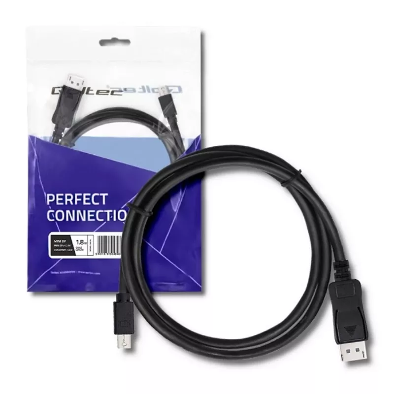 DisplayPort cable Qoltec 50434 1.8 m Mini DisplayPort Black